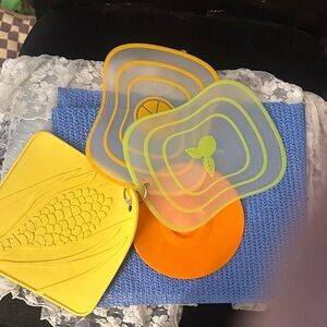 Colorful Fruit and Corn Shaped coasters for prepping